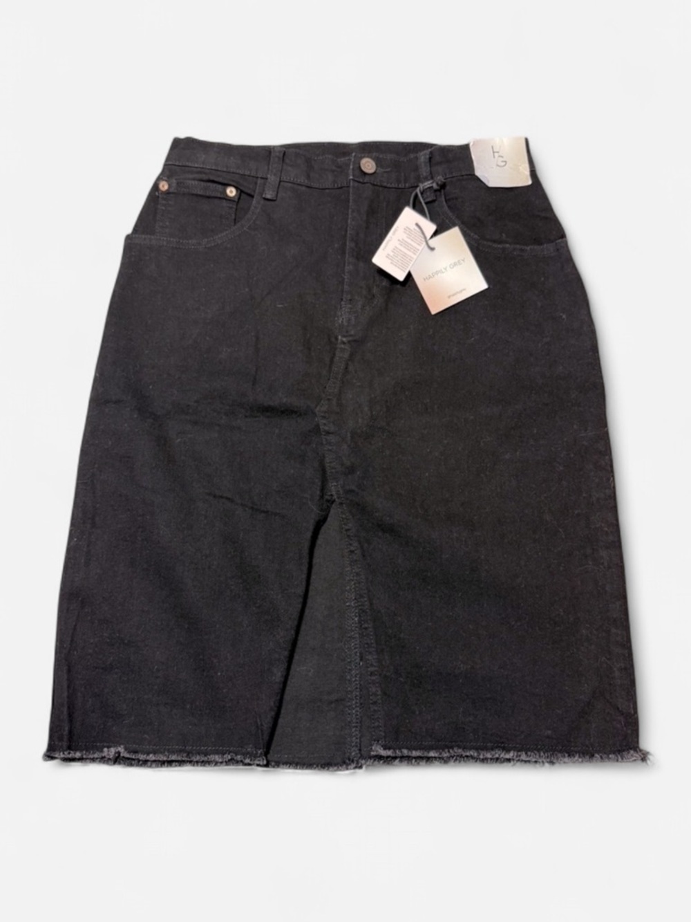 Happily Grey Chic Black Denim Skirt